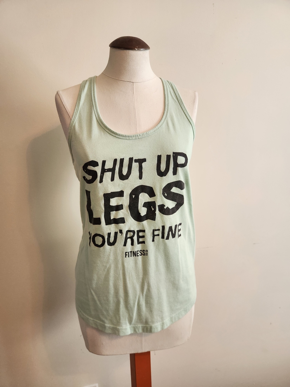 Graphic Fitness Tank - Mint Green "Shut Up Legs"